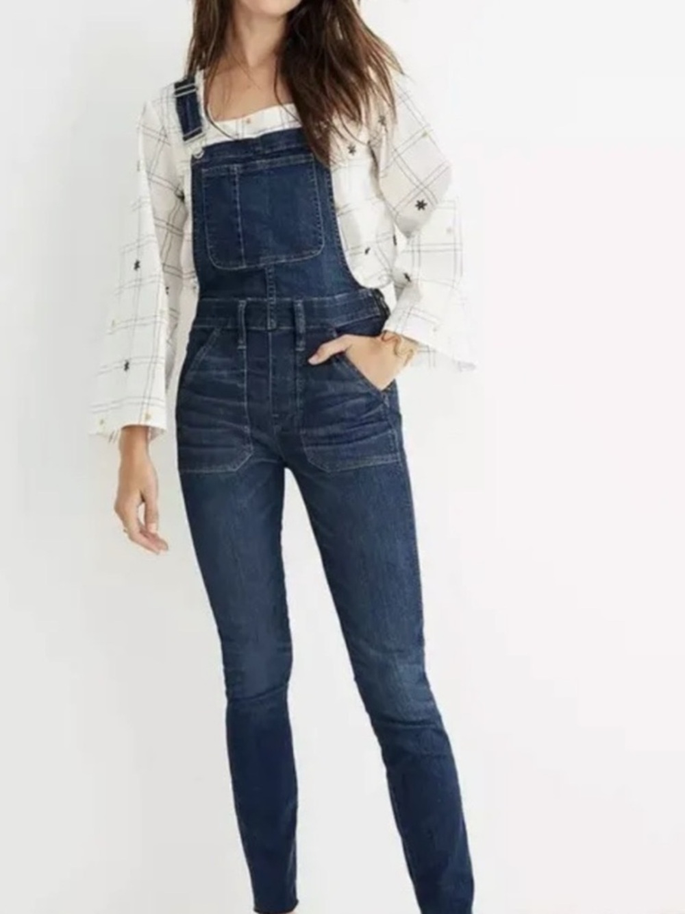 Madewell Skinny Denim Jeans Overalls Side Zip Size XS